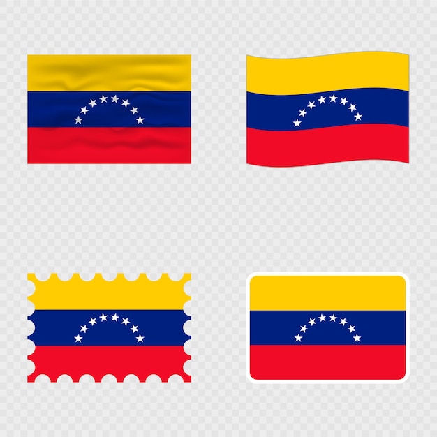 Bandeira nacional da Venezuela em quatro estilos diferentes