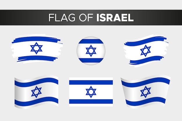 Vetor bandeira nacional de israel em estilo de botão circular ondulado em pincelada e design plano