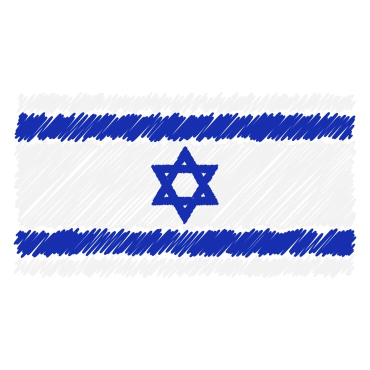 Vetor bandeira nacional desenhada à mão de israel isolada em um fundo branco ilustração vetorial de estilo de desenho
