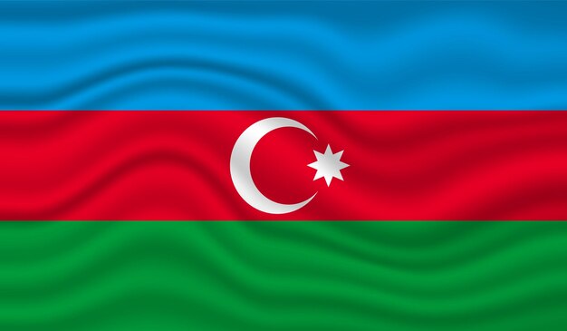 Bandeira nacional do Azerbaijão 3D acenando a ilustração vetorial