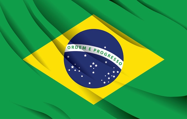 Bandeira nacional do Brasil acenando ilustração vetorial realista
