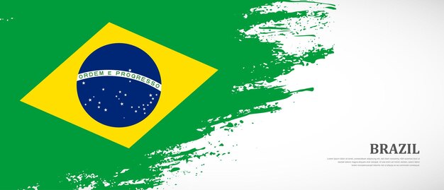 Bandeira nacional do Brasil com fundo de bandeira de bandeira de pincel texturizado desenhado à mão