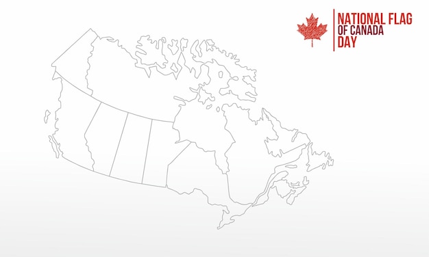 Bandeira nacional do canadá day vector fundo com mapa do canadá