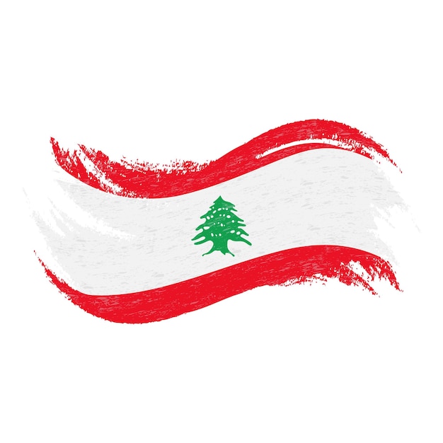 Bandeira nacional do líbano projetada usando pinceladasisolated em uma ilustração vetorial de fundo branco