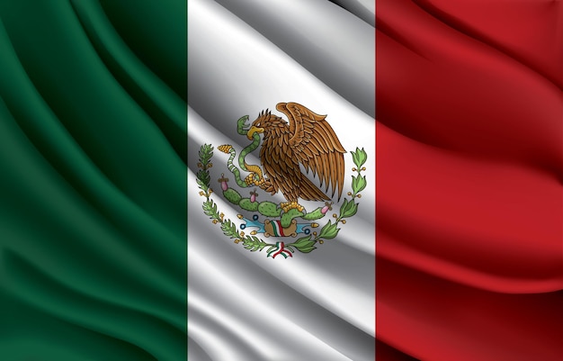 Vetor bandeira nacional do méxico acenando ilustração vetorial realista