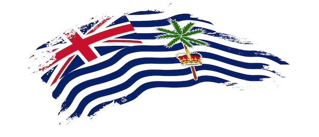 Vetor bandeira nacional do território britânico do oceano índico com efeito de pincelada de mancha de curva