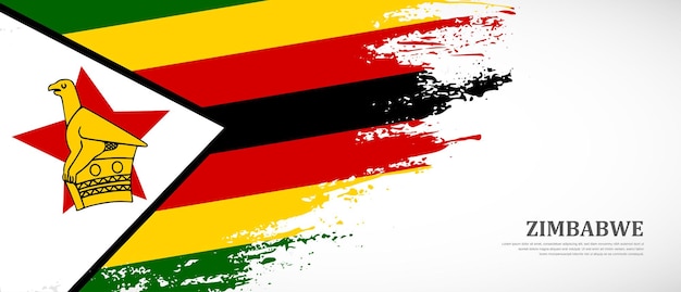 Bandeira nacional do Zimbábue com fundo de bandeira de bandeira de pincel texturizado desenhado à mão
