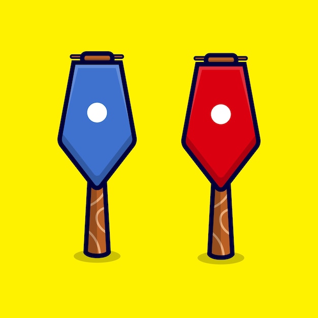 Bandeira no ícone dos desenhos animados do pólo isolado em amarelo