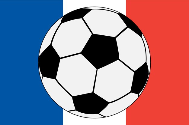 Vetor bandeira oficial da frança e ilustração vetorial de bola de futebol