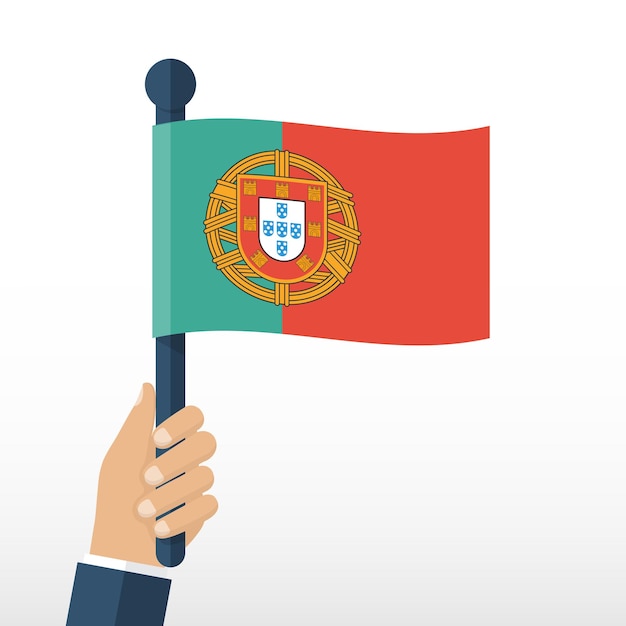 Bandeira portuguesa nas mãos