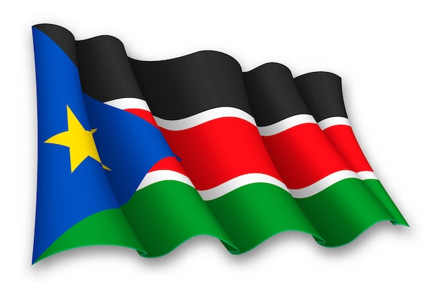 Vetor bandeira realista do sudão do sul