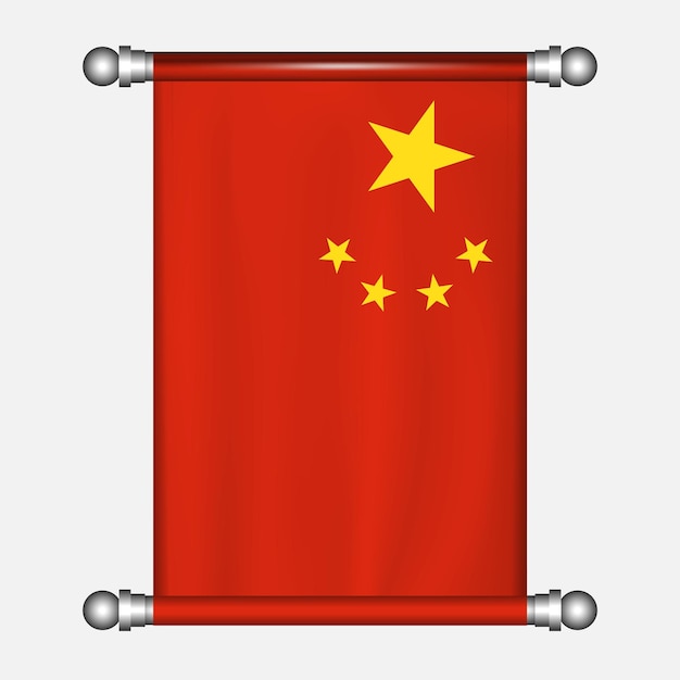 Vetor bandeira realística pendurada da bandeira da china