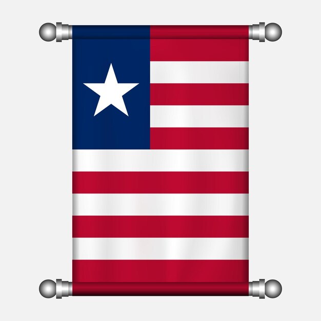 Vetor bandeira realística pendurada da liberia pennant02