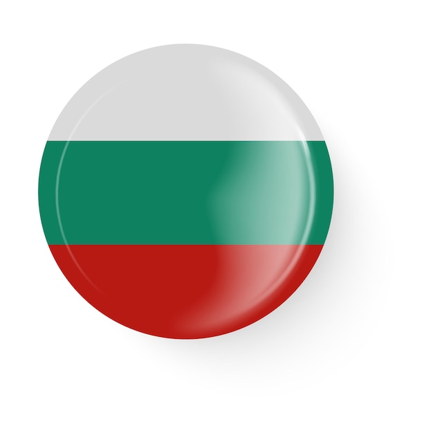 Bandeira redonda da bulgária pin botão pin broche ícone adesivo estilo vetor 3d botão web
