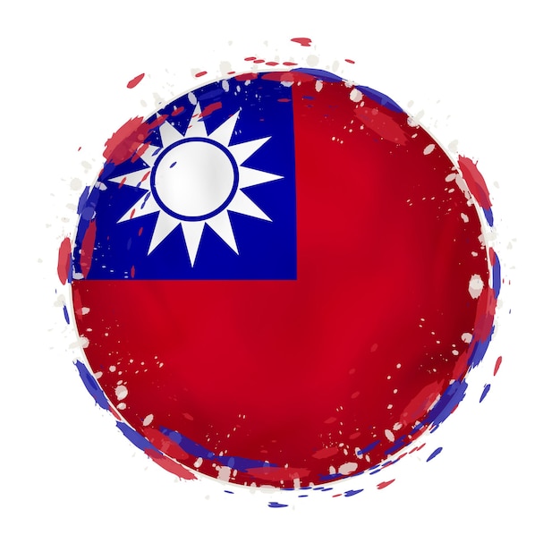 Bandeira redonda grunge de Taiwan com salpicos na cor da bandeira ilustração vetorial