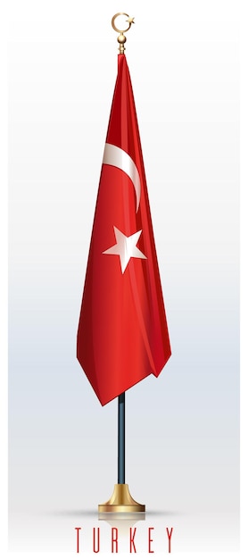 Bandeira turca em um ícone de vetor de mastro de bandeira de metal