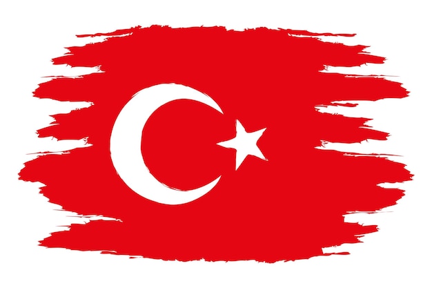Bandeira Turquia Escova pintada bandeira Turquia Turquia bandeira com textura grunge