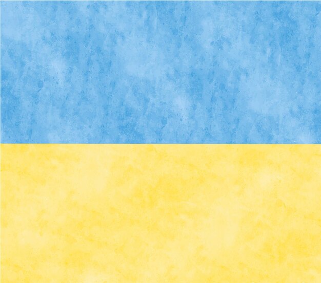Bandeira ucraniana faixas horizontais amarelas e azuis Modelo de fundo desenhado à mão textura aquarela