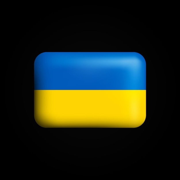 Vetor bandeira ucraniana ícone 3d bandeira nacional da ucrânia