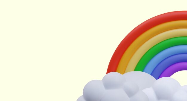 Bandeira vetorial brilhante com arco-íris e nuvem Layout de conceito festivo de cartão de saudação