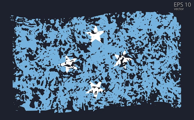 Bandeira vetorial da Micronésia Ilustração vetorial com rachaduras e abrasões