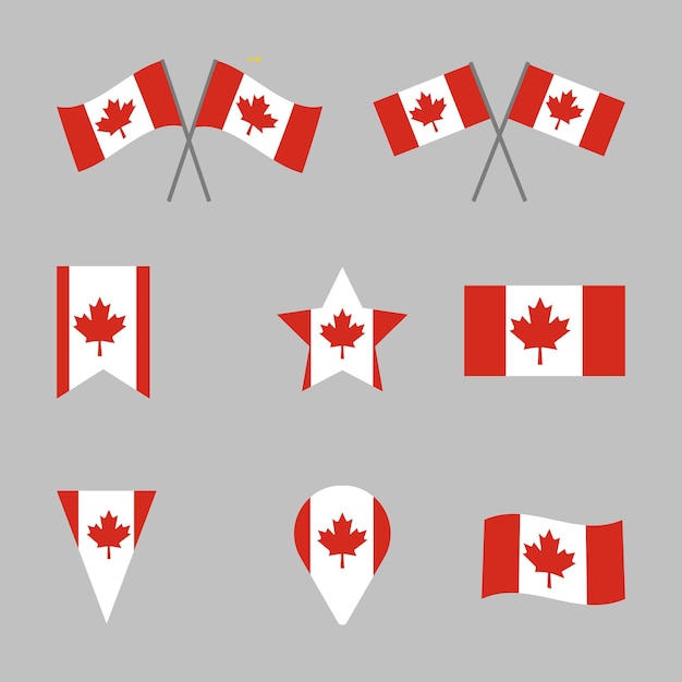 bandeiras canadenses bandeira nacional canadense diferentes formas coleção vetorial de emblemas da bandeira canadense