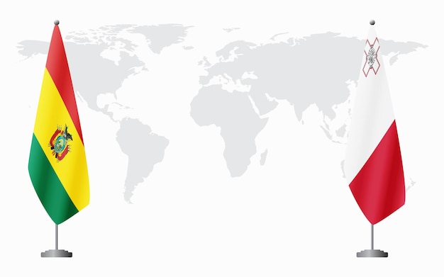 Bandeiras da bolívia e de malta para uma reunião oficial