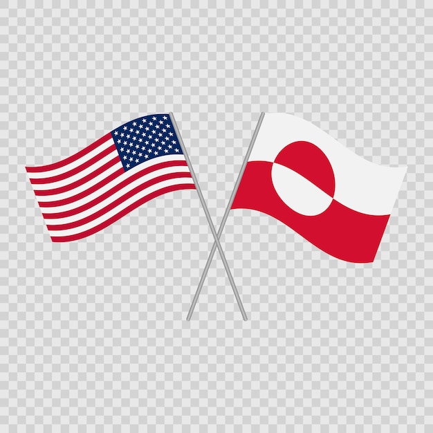Bandeiras da Groenlândia e dos Estados Unidos