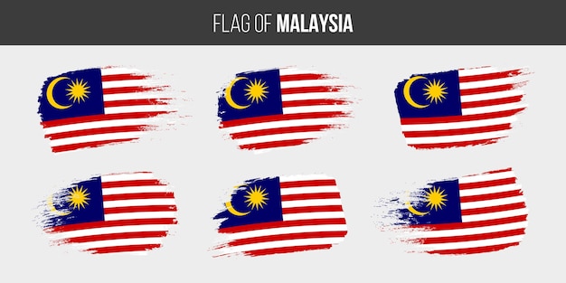 Bandeiras da malásia bandeira de ilustração vetorial grunge de pincelada da malásia isolada em branco