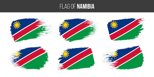 Bandeiras da namíbia bandeira de ilustração vetorial de pincel traçado grunge da namíbia isolada em branco