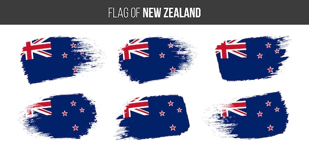 Bandeiras da Nova Zelândia Pincelada grunge ilustração vetorial bandeira da Nova Zelândia isolada no branco