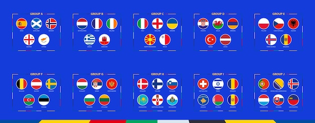 Bandeiras do Futebol Europeu, banners bandeiras cordão 24 países