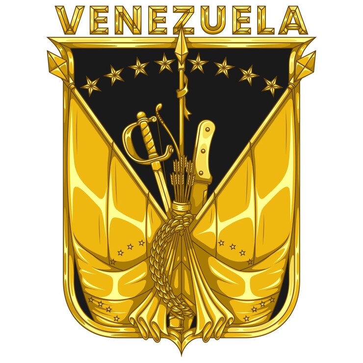 Vetor bandeiras da venezuela com armas emolduradas com um escudo