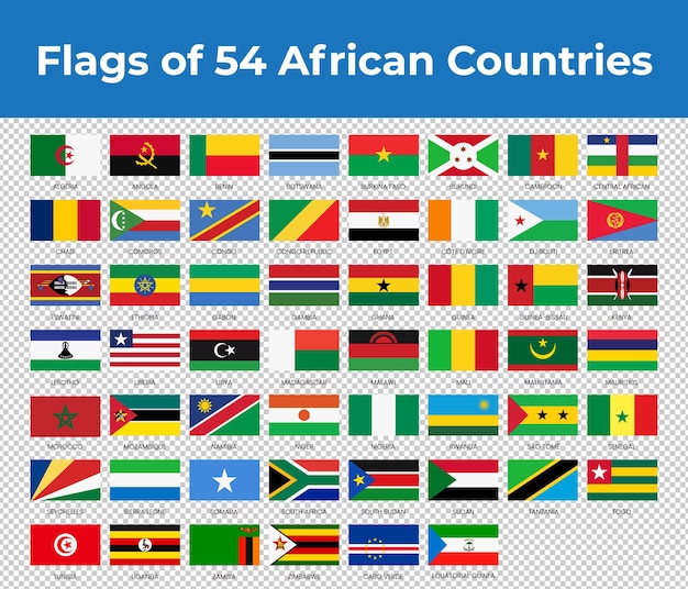 Vetor bandeiras de 12 países africanos