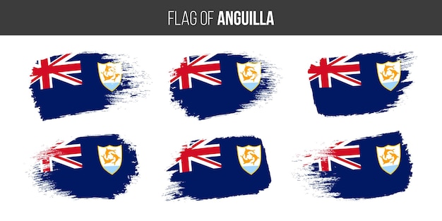 Bandeiras de anguilla bandeira de ilustração vetorial grunge de pincelada de anguilla isolada em branco