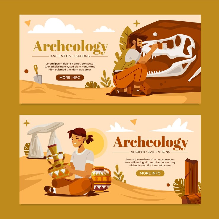 Vetor bandeiras de arqueologia em design plano