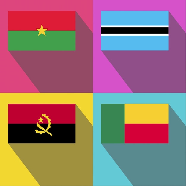 Vetor bandeiras de benin angola botsuana burkina