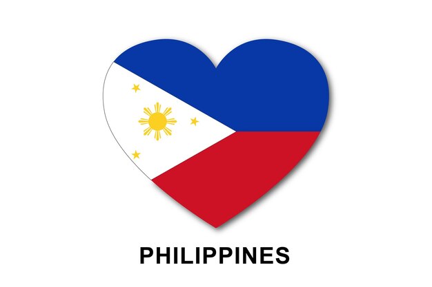 Bandeiras de coração de Filipinas planas