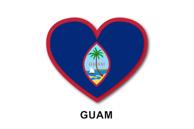 Bandeiras de coração de guam planas