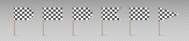 Bandeiras de corrida quadriculadas Bandeira de chegada realista para competições esportivas de corrida de carros Vector