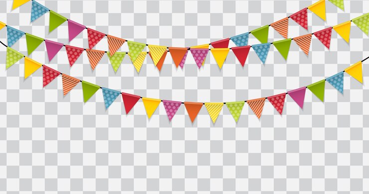 Vetor bandeiras de festa na ilustração de fundo transparente