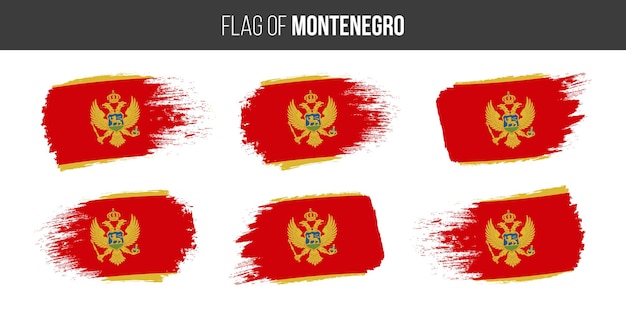 Bandeiras de montenegro bandeira de ilustração vetorial grunge de pincelada de montenegro isolada em branco