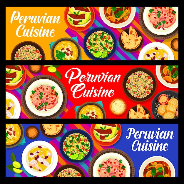 Bandeiras de refeições de cozinha peruana comida tradicional