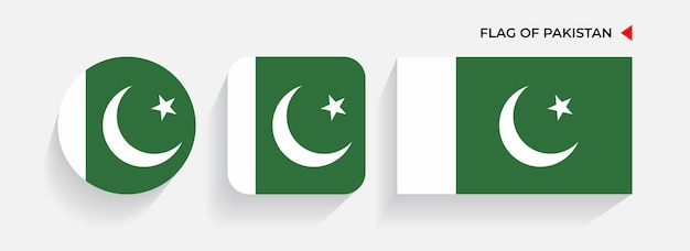 Bandeiras do paquistão dispostas em formas redondas, quadradas e retangulares