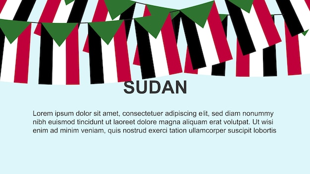 Bandeiras do sudão penduradas em uma celebração de corda e saudação do dia da independência do conceito