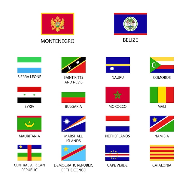 Vetor bandeiras nacionais do mundo set de bandeiras do mundo