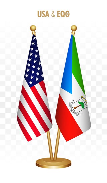 Bandeiras permanentes dos EUA e da Guiné Equatorial isoladas na bandeira branca da mesa dos Estados Unidos da América