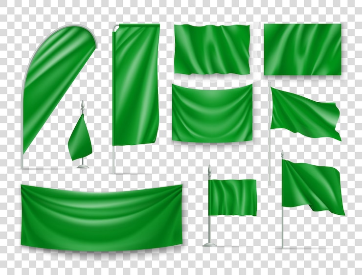 Vetor bandeiras verdes isoladas em branco