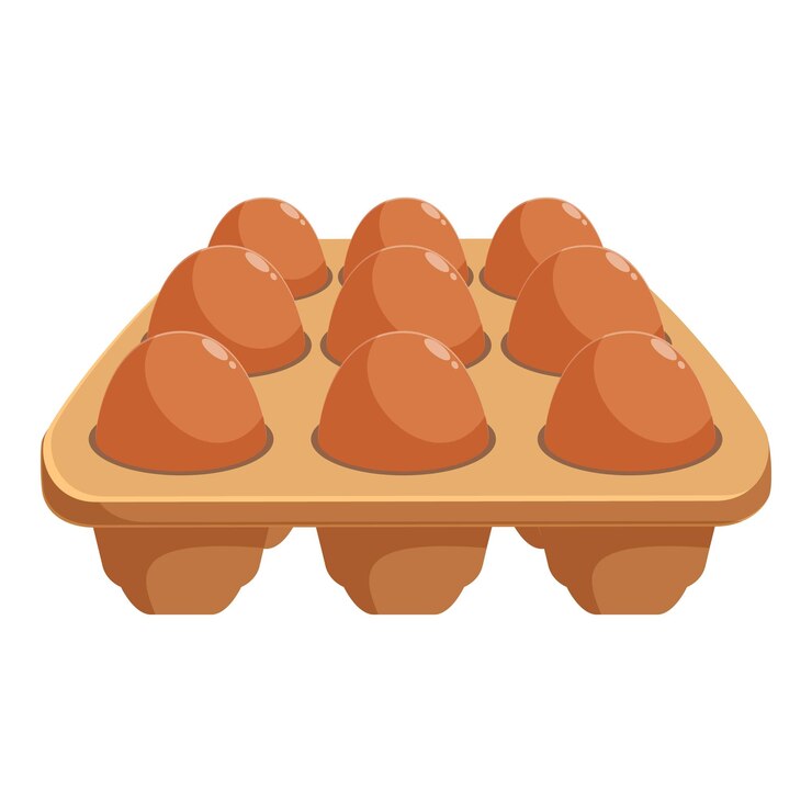Vetor bandeja de ovos de papelão com dez ovos de galinha castanhos