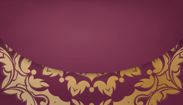 Baner da cor vinho com padrão de mandala dourado para desenho sob o seu logotipo